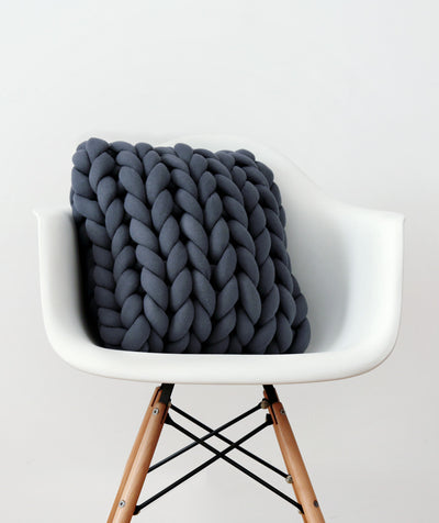 Hand-Knit Chunky Pillow